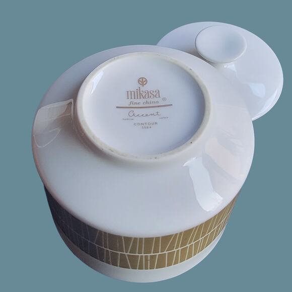 Vintage 1960s Mikasa Olive Green "Accent Contour 5584" Sugar Bowl - Picture 3 of 5